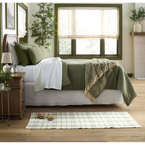 14"x36" Trellis Pattern Lumbar Bed Pillow Sage Green - Hearth & Hand NEW - Picture 2 of 5